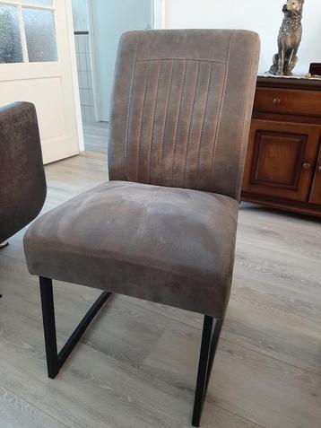 4 eetkamerstoelen antraciet, stof, met zwart stalen poot beschikbaar voor biedingen