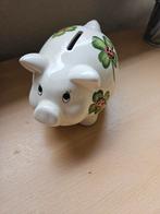 Spaarvarken met klavertjes vier, Ophalen of Verzenden, Gebruikt, Steen, Aardewerk of Keramiek, Dier