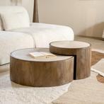 Eleonora Salontafel Set Hazel Mangohout/Marmer, Huis en Inrichting, Rond, Nieuw, Minder dan 50 cm, Overige houtsoorten