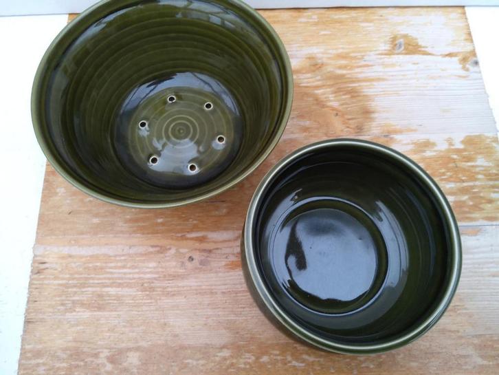 Goedewaagen Landhuisservies   Fruittest  en Schaaltje  Groen, Antiek en Kunst, Antiek | Servies los, Ophalen of Verzenden