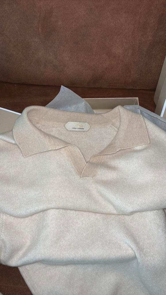 Cashmere buttonless polo heren – licht beige – maat S, Kleding | Heren, Polo's, Zo goed als nieuw, Maat 46 (S) of kleiner, Beige