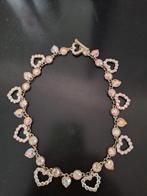 Dolce Luna ketting met hartjes van strass, Nieuw, Ophalen of Verzenden, Zilver, Zilver