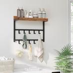 Kapstokken-Wandkapstok-Hout Metaal–10Haken-3Kleur-60x30x42cm, Wandkapstok, Nieuw, Ophalen of Verzenden, Minder dan 100 cm