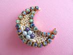 jwg Vintage 60s aurora borealis strass parel maan broche, Overige materialen, Broche, Verzenden