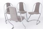 Set van 4 Space Age stoelen van Tacke – jaren 70, chroom, Ophalen of Verzenden, Nieuw, Stof, Vijf, Zes of meer stoelen