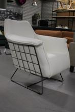 Luxe stoere fauteuil RAZ Jess Design metaal leer wit, Ophalen, Zo goed als nieuw, Metaal, 75 tot 100 cm