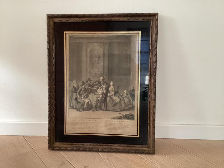 Prent 'De Stiefmoer' met Lijst - Ets/Gravure Kunstwerk, Antiek en Kunst, Kunst | Etsen en Gravures, Ophalen