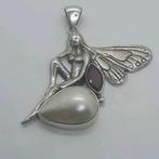 Zilveren hanger met parelmoer, 6 cm, Sieraden, Tassen en Uiterlijk, Kettinghangers, Ophalen of Verzenden, Zilver, Zilver