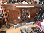 Antiek Dressoir met Marmeren Plaat & Houtsnijwerk, Huis en Inrichting, 100 tot 150 cm, Overige houtsoorten, 50 tot 75 cm, Antiek