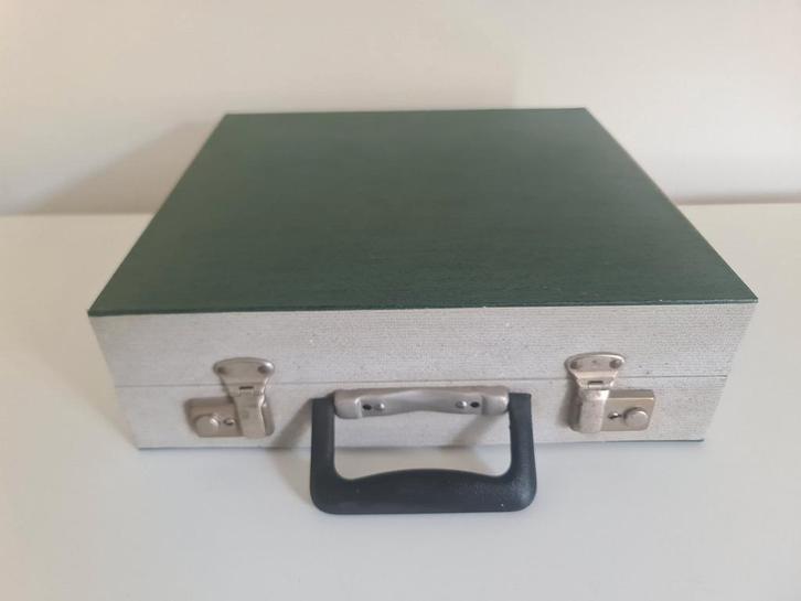 Vintage platenkoffer, vinyl, harmonica lp koffer 20 elpees, Muziek en Instrumenten, Behuizingen en Koffers, Zo goed als nieuw