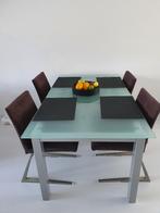 Glazen uitschuifbare eettafel 160/200 x 90, Huis en Inrichting, Tafels | Eettafels, Ophalen, Gebruikt, 50 tot 100 cm, Glas