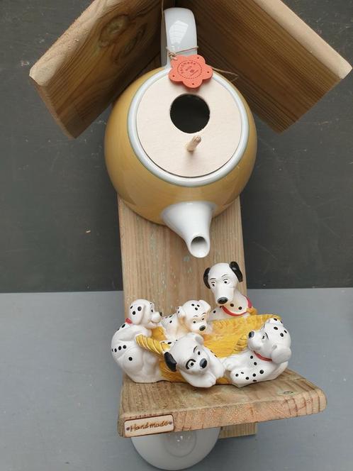 Vogelhuisje van theepot met dalmatier honden, Tuin en Terras, Vogelhuisjes en Vogelbaden, Zo goed als nieuw, Ophalen of Verzenden