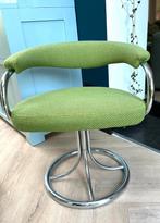 Vintage design stoel chroom met bijzondere poot, Gebruikt, Stof, Eén, Ophalen
