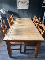 Houten Eettafel met Stoelen, Huis en Inrichting, Tafels | Eettafels, Ophalen, Gebruikt, 100 tot 150 cm, Vijf personen of meer