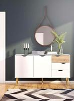 Dressoir Delta 5-vaks - wit/eikenkleur - 81,7x147,1x39 cm, Huis en Inrichting, Kasten | Dressoirs, Ophalen, Gebruikt, 25 tot 50 cm