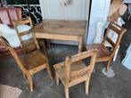 Antieke eiken eettafel met 4 stoelen, Ophalen