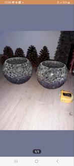 2x mozaik pot waxinehouders glas, Ophalen of Verzenden, Gebruikt, Rond, Glas