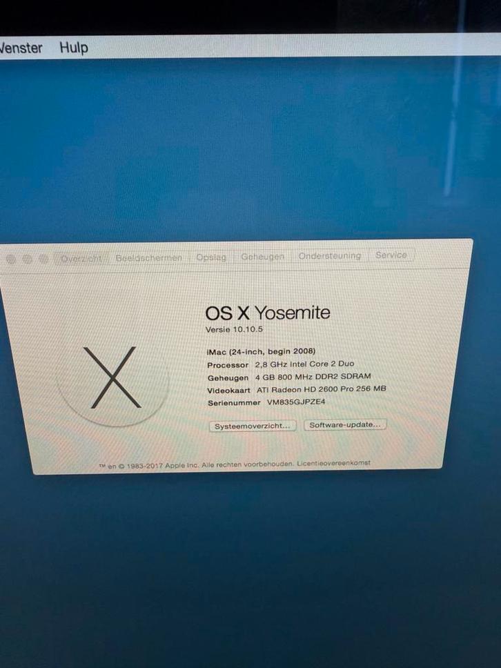 Oudere iMac 24-inch (2008) - Goed Werkend!, Computers en Software, Apple Desktops, Gebruikt, iMac, HDD, 2 tot 3 Ghz, 4 GB, Ophalen