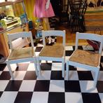 Vintage houten stoelen met rieten zitting, Huis en Inrichting, Stoelen, Ophalen, Gebruikt, Bruin, Hout