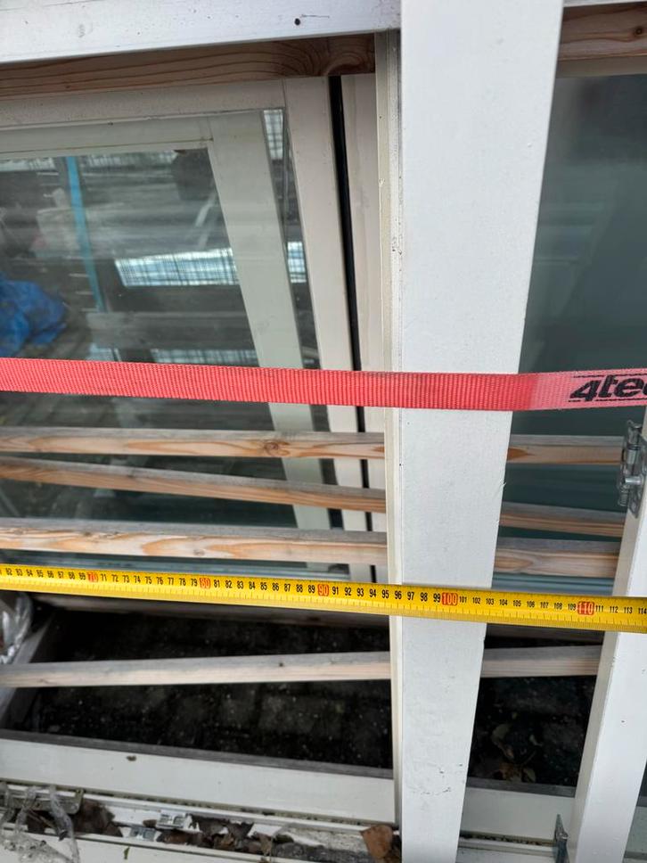 Meranti Kozijn met Draaikiepraam, Doe-het-zelf en Verbouw, Glas en Ramen, Gebruikt, Gevelraam of Ruit, 120 tot 160 cm, 80 tot 120 cm