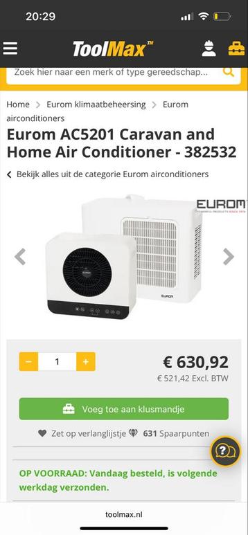 Eurom AC5201 Caravan Airco - bijna Nieuw! beschikbaar voor biedingen