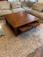 Massief Eiken Salontafel met Lades - 110x110x45cm, Ophalen, Gebruikt, 100 tot 150 cm, Minder dan 50 cm