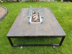 Zware uitvoering vuurtafel met merk  brander en glas etc., Ophalen, Zo goed als nieuw