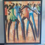 Schilderij: Dansende Figuren - Acryl met Relief, Ophalen of Verzenden