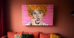 Schilderij Jane Fonda op pallet, industrieel, vintage, Huis en Inrichting, Ophalen, Oorspronkelijke maker, Zo goed als nieuw, Schilderij