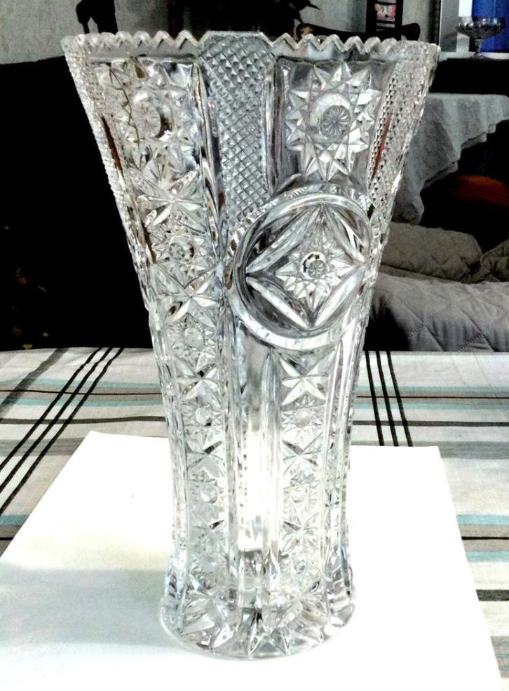 Grote Boheemse Handgeslepen lood kristallen vaas 1980., Antiek en Kunst, Antiek | Glas en Kristal, Ophalen of Verzenden