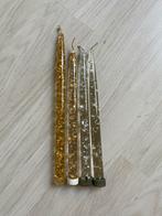 Vintage Lucite Acryl Kaarsen set - Goud & Zilver, Kunststof, Gebruikt, 25 tot 50 cm, Ophalen of Verzenden