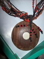 Ketting Koorden Steentjes Mooie Houten Meer kleur Hanger, Overige materialen, Bruin, Verzenden, Nieuw