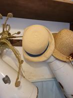 strooien hoedje decoratief met blauwe band