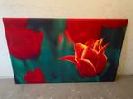 Prachtig groot schilderij van rode tulpen, Ophalen, Zo goed als nieuw, Overige typen, Oorspronkelijke maker