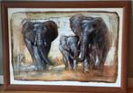 Mooi poster met lijst van olifanten, Antiek en Kunst, Kunst | Schilderijen | Modern, Ophalen