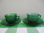 Twee Vintage Kop en Schotels Arcoroc Glas Retro, Ophalen of Verzenden, Huis en Inrichting