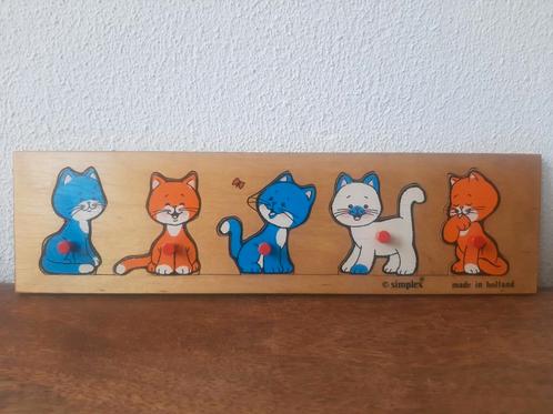 Vintage houten Simplex Toys puzzel Katten, Kinderen en Baby's, Speelgoed | Houten speelgoed, Zo goed als nieuw, Overige typen