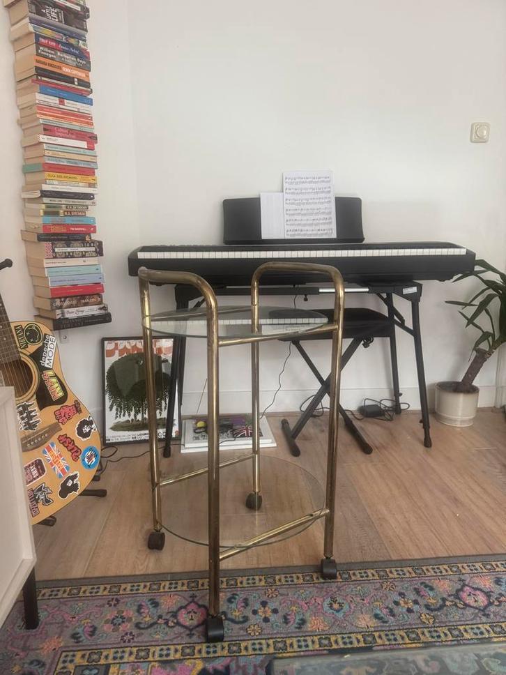Vintage Bar Trolley - Stijlvol & Praktisch!, Huis en Inrichting, Tafels | Bijzettafels, Gebruikt, Rond, 45 tot 60 cm, Minder dan 55 cm