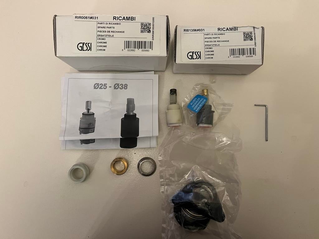 Gessi Kraan Onderdelen Cartouche - Origineel, Doe-het-zelf en Verbouw, Sanitair, Ophalen of Verzenden, Nieuw, Chroom, Kraan