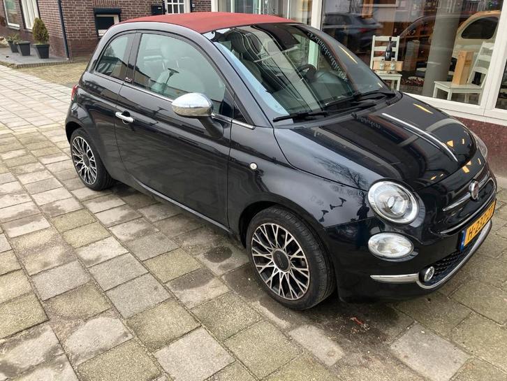 Fiat 500 1.0 70pk Hybrid 2020 Zwart, Auto's, Fiat, Bedrijf, Airconditioning, Apple Carplay, Metallic lak, Open dak, Regensensor