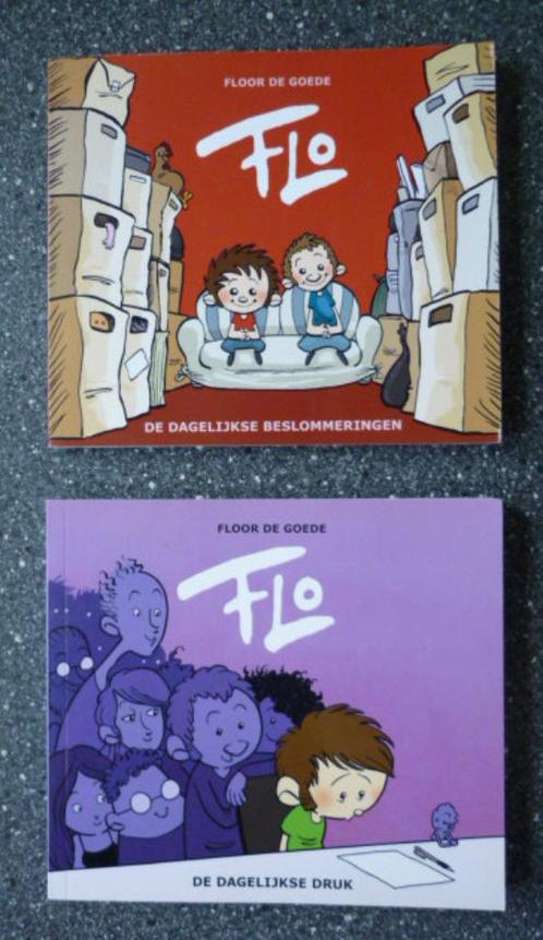 Flo - De dagelijkse beslommeringen 1 & De dagelijkse druk 4, Boeken, Stripboeken, Gelezen, Ophalen of Verzenden