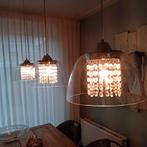 Glazen hanglamp met kristallen, Huis en Inrichting, Ophalen of Verzenden