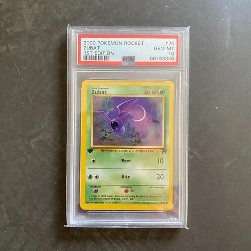 Pokémon Rocket #70 Zubat 1st Edition PSA 10, Hobby en Vrije tijd, Verzamelkaartspellen | Pokémon, Nieuw, Losse kaart, Ophalen of Verzenden
