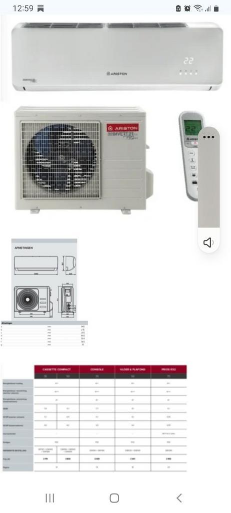 Ariston Airco set 7 kW - Nieuw in de doos, Witgoed en Apparatuur, Airco's, Nieuw, Wandairco, 100 m³ of groter, 3 snelheden of meer