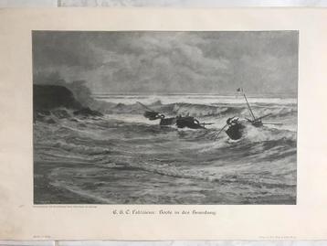 E.H.C. Palézieux: Boote in der Brandung, 1900, beeld 32x21cm beschikbaar voor biedingen