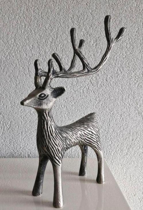 Metalen Hert met Gewei, Antiek en Kunst, Kunst | Designobjecten, Ophalen of Verzenden