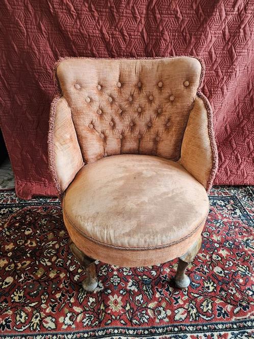 vintage, antieke, boudoir fauteuil, Huis en Inrichting, Fauteuils, Gebruikt, Stof, Minder dan 50 cm, Ophalen