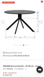 Zwarte ronde Eettafel 120cm, Huis en Inrichting, Ophalen, Gebruikt, Zwart, Vier