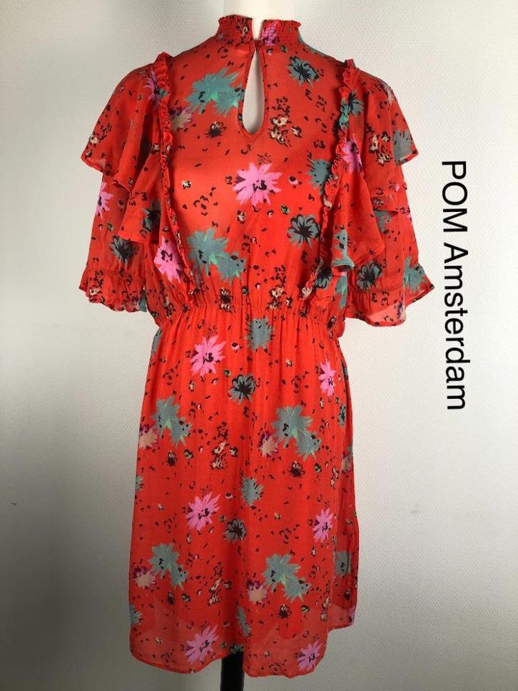 POM Amsterdam Jurk  (mt: 38) UL/8573, Kleding | Dames, Jurken, Zo goed als nieuw, Maat 38/40 (M), Rood, Onder de knie, Ophalen of Verzenden