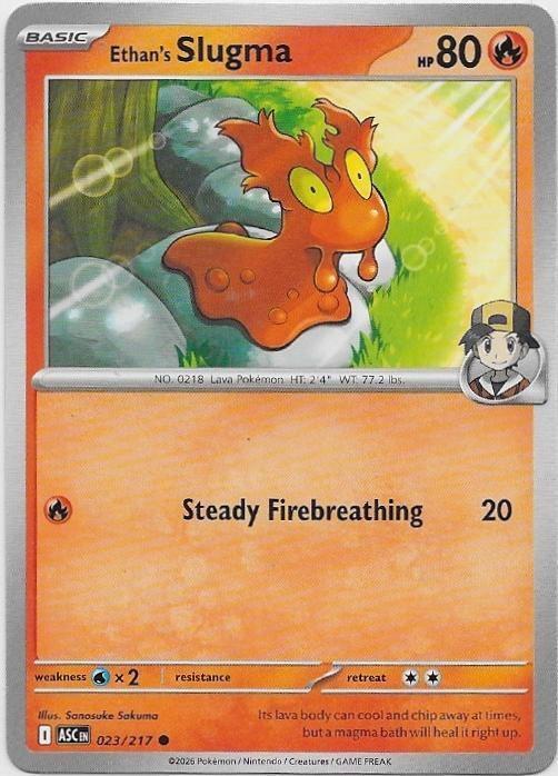 Ascended Heroes,  Ethan's Slugma [common] 23/217, Hobby en Vrije tijd, Verzamelkaartspellen | Pokémon, Nieuw, Losse kaart, Ophalen of Verzenden